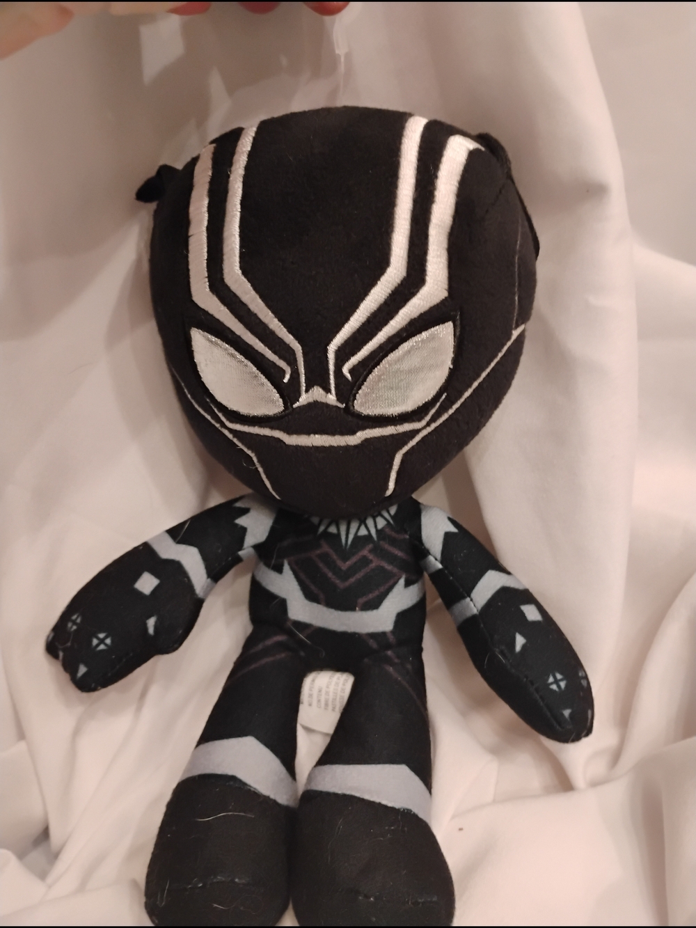 Black Superhero Plush Doll with White Accent Mask